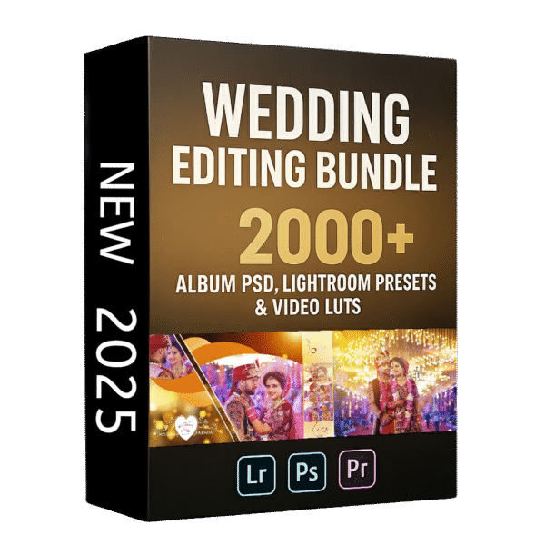 wedding editing bundle: 2000+ latest album psd, lightroom presets & video luts