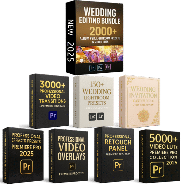 wedding editing bundle: 2000+ latest album psd, lightroom presets & video luts