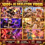 six cinematic ai skeleton scenes