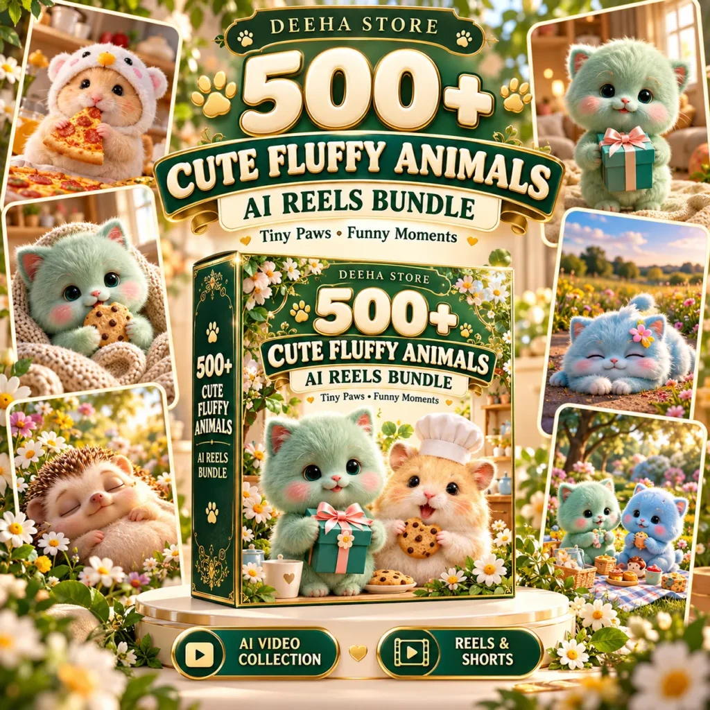 500+ cute fluffy animals ai reels bundle